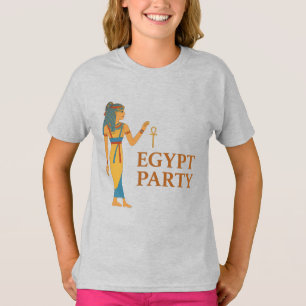 Oude Egyptische Godin met Ankh in Goud & Blauw T-shirt