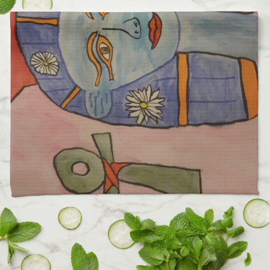 Oude Egyptische godin Tea Towel Theedoek (Gevouwen)