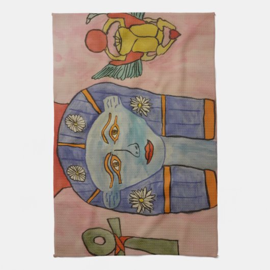 Oude Egyptische godin Tea Towel Theedoek (Verticaal)