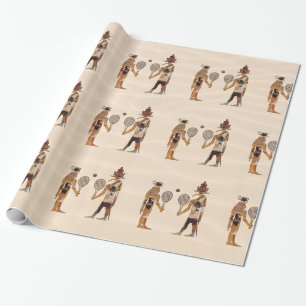 Oude Egyptische gods Tennis Funny Wrapping Paper Cadeaupapier