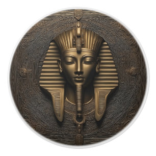 Oude Egyptische Gouden Farao Keramische Knop