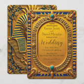 Oude Egyptische Gouden Trouwuitnodiging Kaart (Voorkant / Achterkant)
