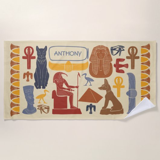 Oude Egyptische Graphics Thema Strandlaken (Voorkant)