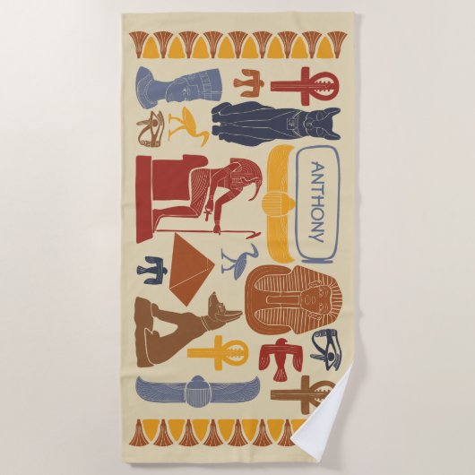 Oude Egyptische Graphics Thema Strandlaken (Voorkant)