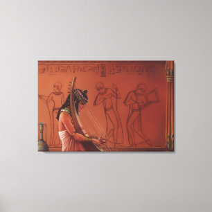 Oude Egyptische Harpspeler Fijne Kunstprint Canvas Afdruk