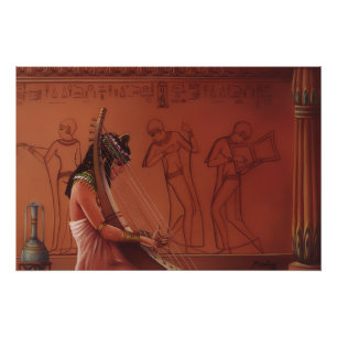 Oude Egyptische Harpspeler Fijne Kunstprint Perfect Poster