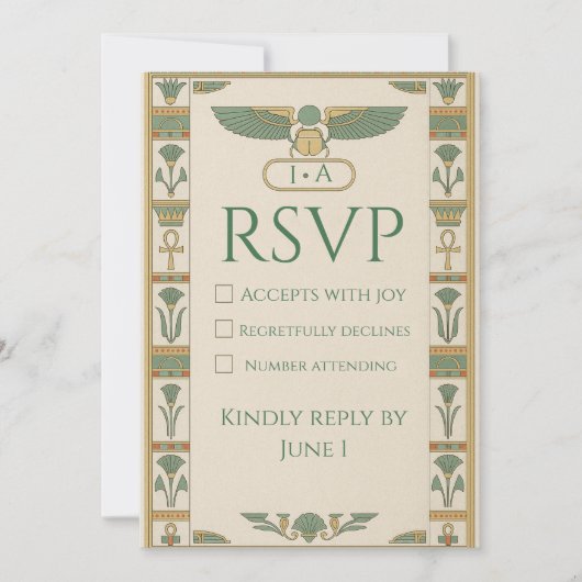 Oude Egyptische Heilige RSVP-kaart Kaart (Voorkant)