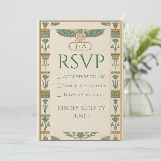 Oude Egyptische Heilige RSVP-kaart Kaart (Staand voorkant)