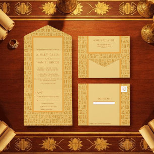 Oude Egyptische Hiëroglief Motieven Egyptische Bru All In One Uitnodiging