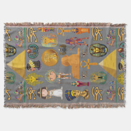 Oude Egyptische Hiëroglief -Patroon Farao  Deken