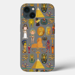 Oude Egyptische Hiëroglief -Patroon Farao iPhone 13 Hoesje