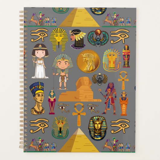 Oude Egyptische Hiëroglief -Patroon Farao Planner (Voorkant)