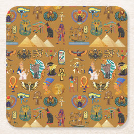 Oude Egyptische Hiëroglief -Patroon Hiërogliefen Kartonnen Onderzetters