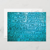 Oude Egyptische hiërogliefen blauw Briefkaart (Voorkant / Achterkant)