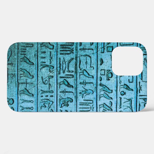 Oude Egyptische hiërogliefen Blauwe iPhone 12 Hoes (Achterkant (horizontaal))
