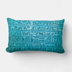Oude Egyptische Hiërogliefen Blauwe Lendekussen Kussen