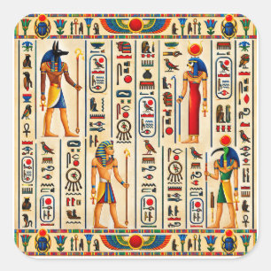 Oude Egyptische Hiërogliefen en Faraonisch Vierkante Sticker