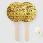 Oude Egyptische hiërogliefen gele hand fan Handwaaier (Voorkant en achterkant)