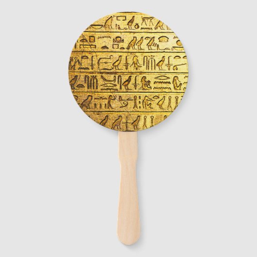 Oude Egyptische hiërogliefen gele hand fan Handwaaier (Voorkant)