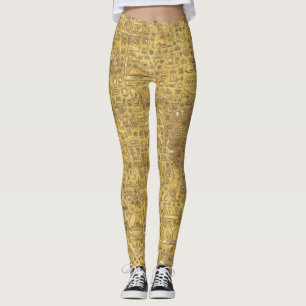 Oude Egyptische hiërogliefen Gold Leggings