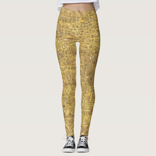 Oude Egyptische hiërogliefen Gold Leggings (Voorkant)