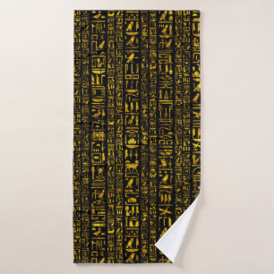 Oude Egyptische hiërogliefen goud en zwart kleur Badhanddoek