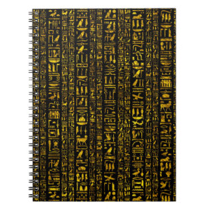 Oude Egyptische hiërogliefen goud en zwart kleur Notitieboek