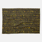 Oude Egyptische hiërogliefen goud en zwart kleur Theedoek (Horizontaal)