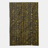 Oude Egyptische hiërogliefen goud en zwart kleur Theedoek (Verticaal)