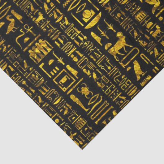 Oude Egyptische hiërogliefen goud zwart decoupage Tissuepapier (Detail)