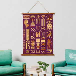 Oude Egyptische Hiërogliefen Hangend Wandkleed
