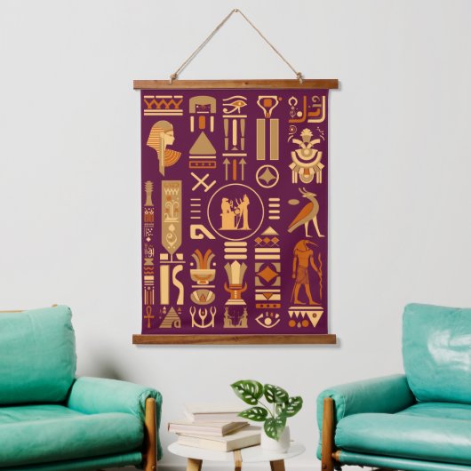 Oude Egyptische Hiërogliefen Hangend Wandkleed (Woonkamer)