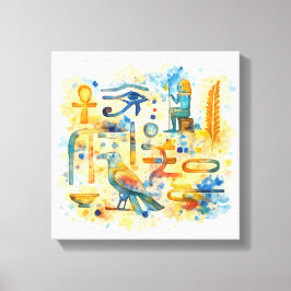Oude Egyptische Hiërogliefen Heilige Symbolen Canvas Afdruk