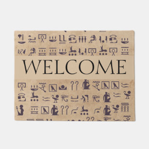 Oude Egyptische hiërogliefen kunst op perkament Deurmat