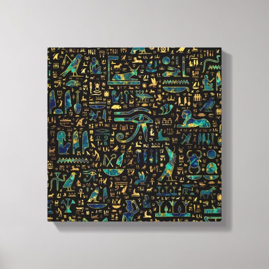 Oude Egyptische hiërogliefen Marmer en Gold Canvas Afdruk (Voorkant)