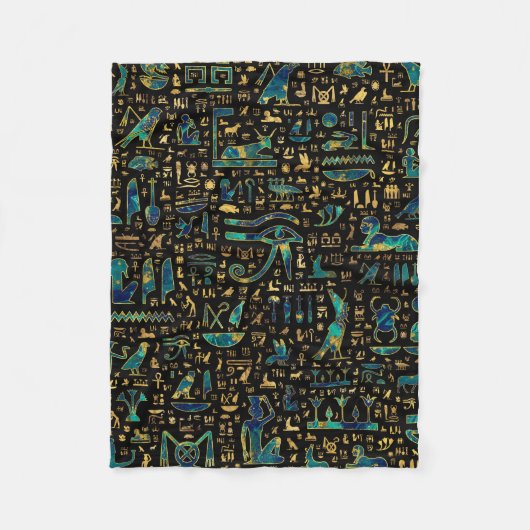 Oude Egyptische hiërogliefen Marmer en Gold Fleece Deken (Voorkant)