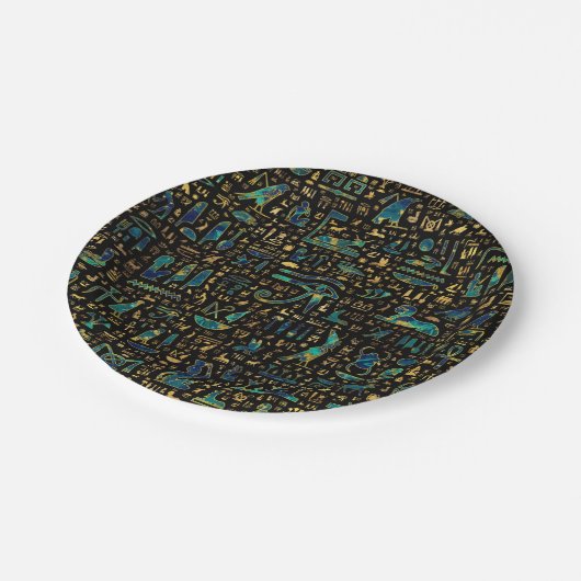 Oude Egyptische hiërogliefen Marmer en Gold Papieren Bordje (Gekanteld)