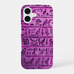 Oude Egyptische Hiërogliefen Paarse iPhone 16 Hoes Hoesje