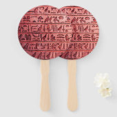 Oude Egyptische hiërogliefen Rood Ronde Hand Fan Handwaaier (Voorkant en achterkant)