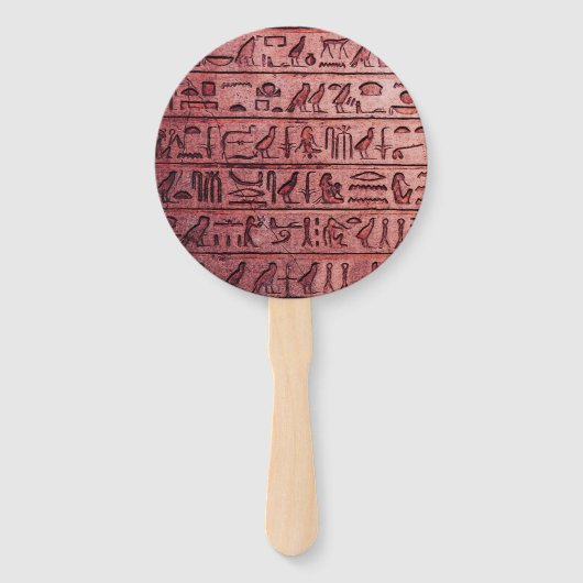 Oude Egyptische hiërogliefen Rood Ronde Hand Fan Handwaaier (Voorkant)