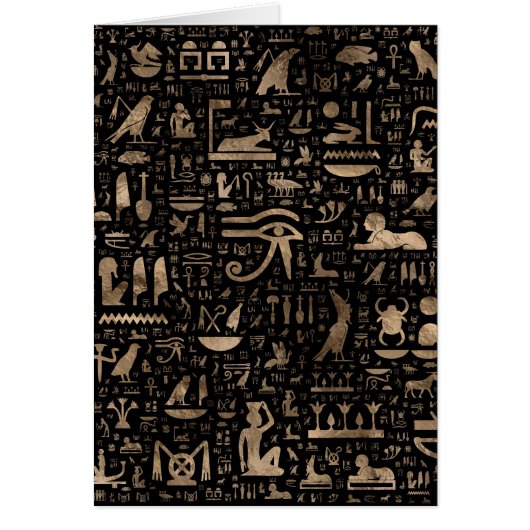 Oude Egyptische hiërogliefen - zwart en goud (Voorkant)