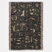 Oude Egyptische hiërogliefen - zwart en goud Deken (Voorkant Verticaal)