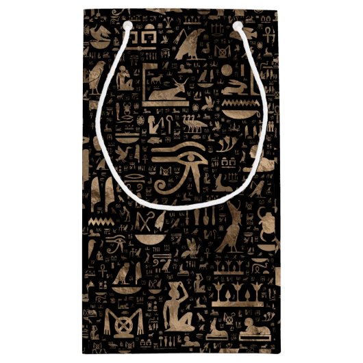 Oude Egyptische hiërogliefen - zwart en goud Klein Cadeauzakje (Achterkant)