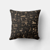 Oude Egyptische hiërogliefen - zwart en goud Kussen (Achterkant)