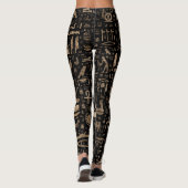 Oude Egyptische hiërogliefen - zwart en goud Leggings (Achterkant)