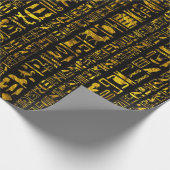 Oude Egyptische hiërogliefen zwart goud decoupage Cadeaupapier (Hoek)