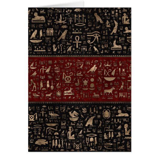 Oude Egyptische hiërogliefen - zwart rood leder (Voorkant)