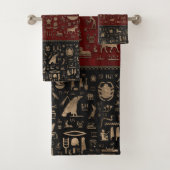 Oude Egyptische hiërogliefen - zwart rood leder Bad Handdoek (Insitu)