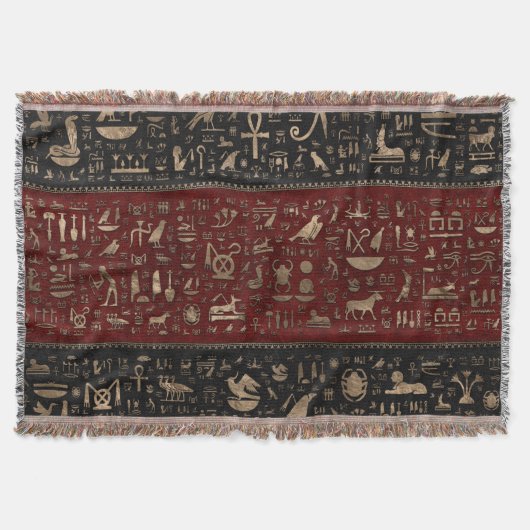 Oude Egyptische hiërogliefen - zwart rood leder Deken (Voorkant)