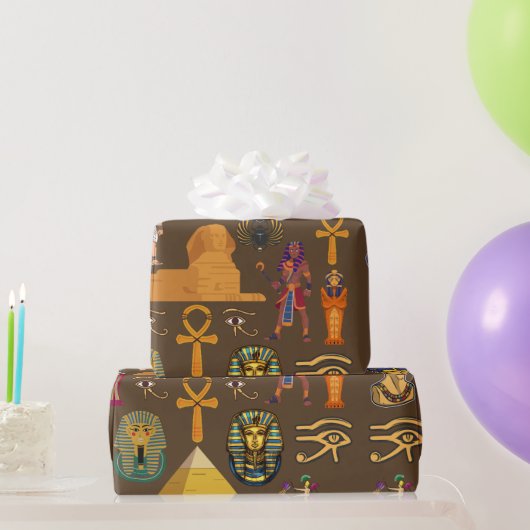 Oude Egyptische Hieroglyphic — Patroonsymbool Cadeaupapier (Feestgeschenken)